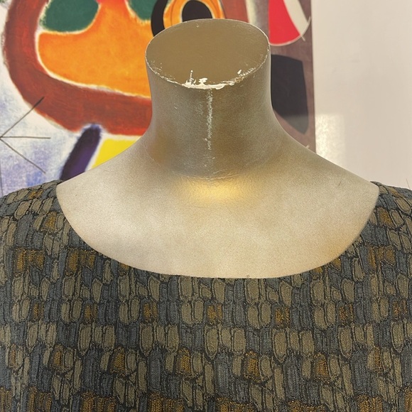 Lafayette 148 Sleeveless Green Print Poly Stretch Dress 14 - Picture 1 of 8